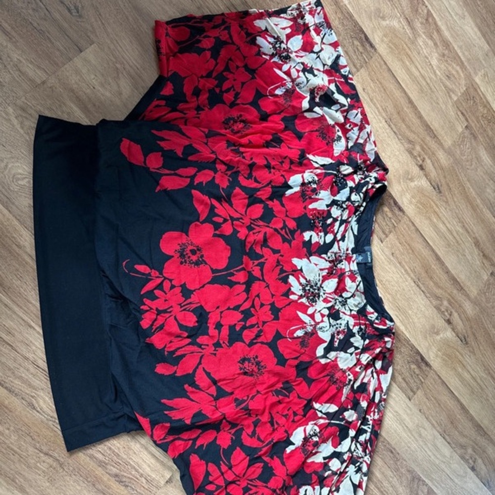 Alfani Red and Black Floral Blouse